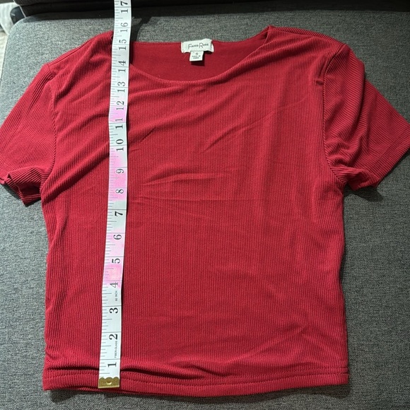 Faded Rose Ribbed Cropped Top Short sleeve top shirt Red Women’s Small - Picture 6 of 7